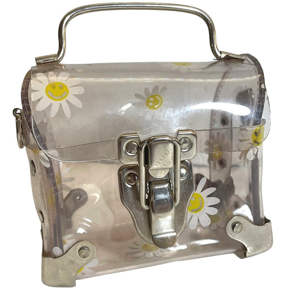 Groovy 90s-does-60s Smiley Daisy Transparent Trunk/Box Purse buckle/metal corner